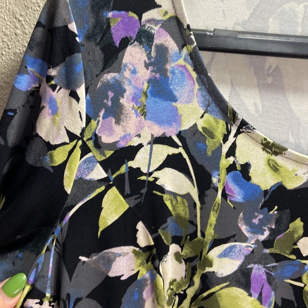 J.Jill Women Wearever Collection Black Floral Lagenlook Style Dress Size M - Picture 3 of 8